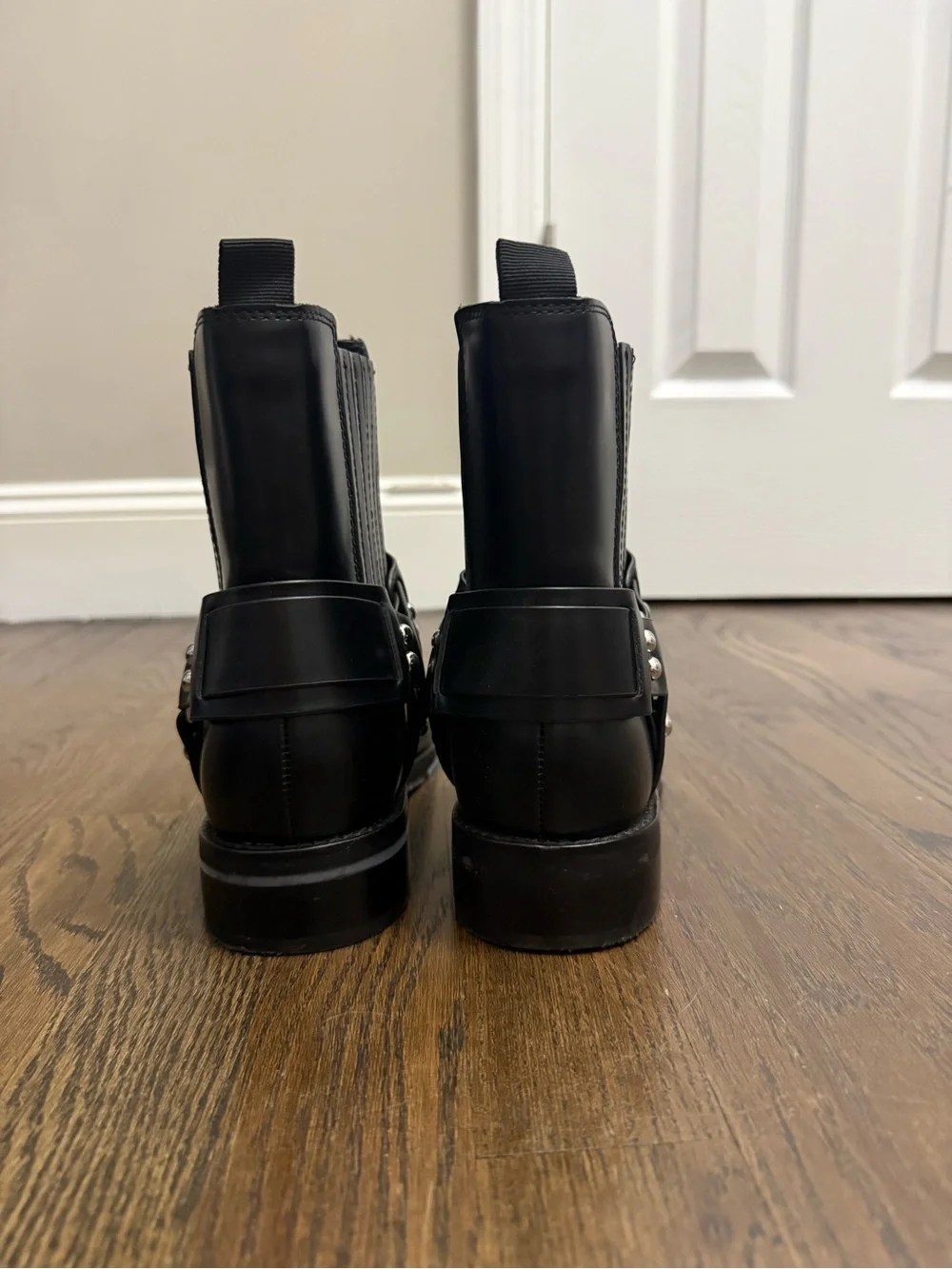 Marc fisher Black Leather Ankle Boots with Buckle Detail
